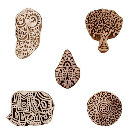 Set of 5 Piece New Mix Wooden Printing Blocks